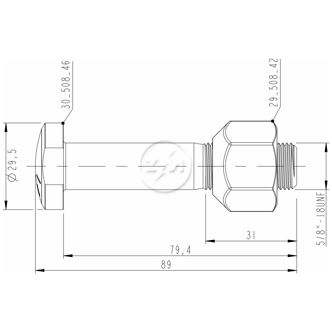Kit 20 Parafuso Roda 5/8"x79,4/80,5xCH1.1/16" - ZM - (2)