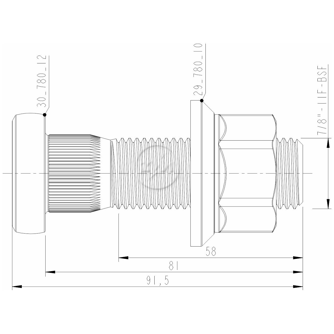 Kit 20 Parafuso Roda 7/8"x81/91,5xCH1.5/16" - ZM - 40.780.12 - (2)