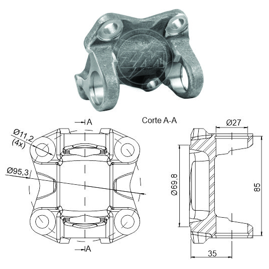 Flange de Orelha do Cardan - ZM - 435.001.01 - (1)