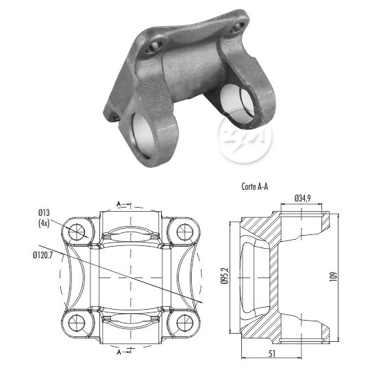 Flange de Orelha do Cardan - ZM - 435.001.14 - (1)