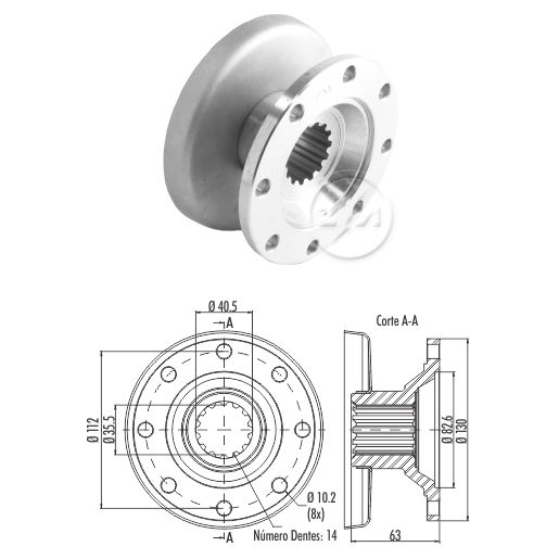 Flange de Acoplamento do Cardan - ZM - 435.102.04 - (1)