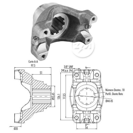 Terminal Yoke Acoplamento do Diferencial - ZM - 535.001.16 - (1)