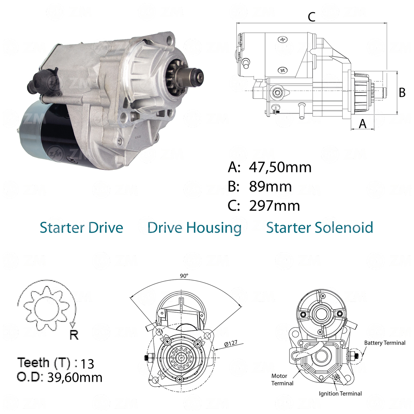 Motor de Partida OSGR 12V - ZM - 80.140.07 - (1)