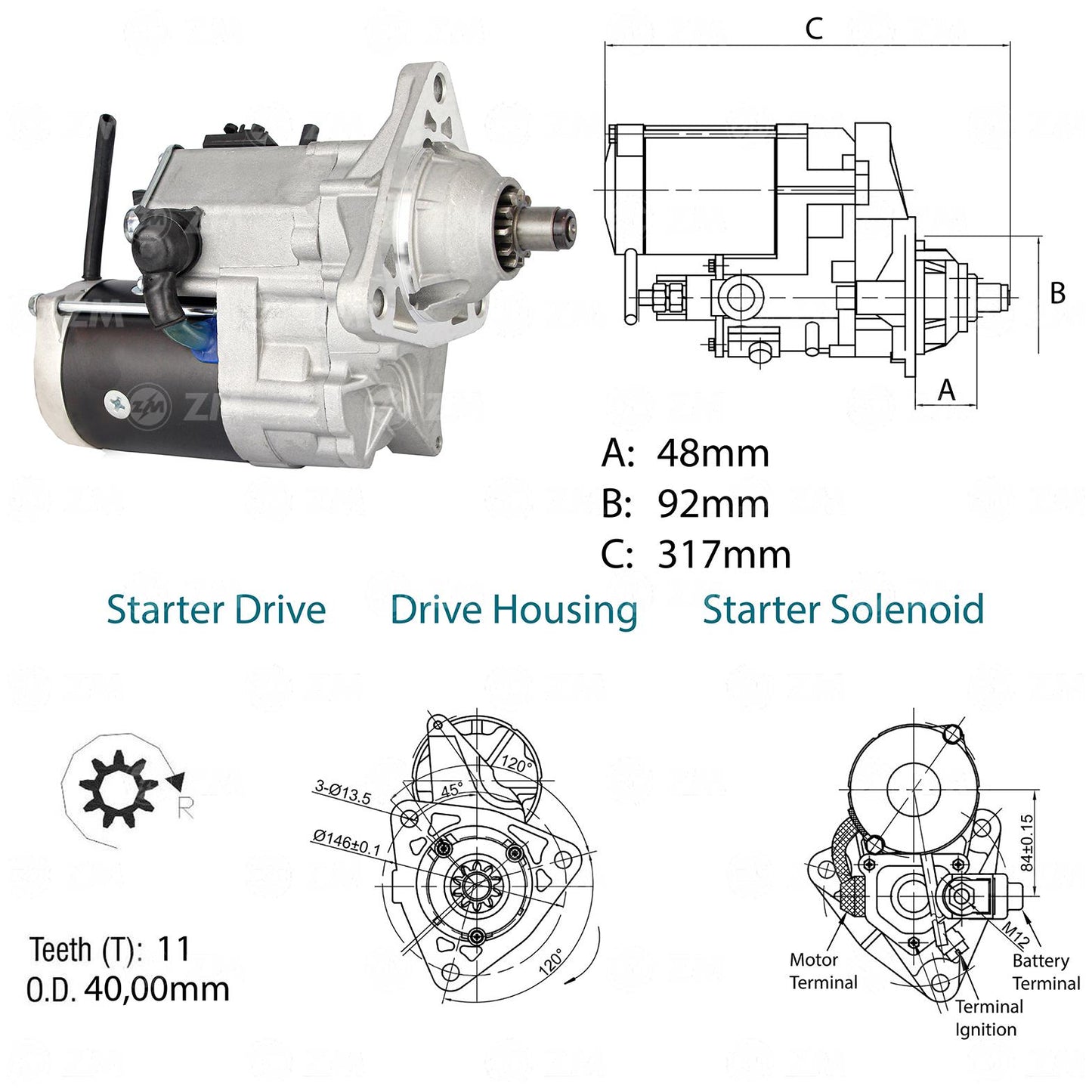 Motor de Partida OSGR 12V - ZM - 80.140.15 - (2)