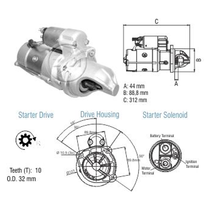 Motor de Partida M100R 24V - ZM - 80.485.05 - (1)