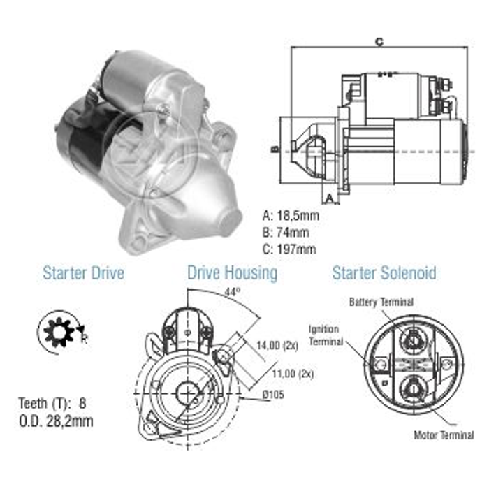 Motor de Partida M0T8 12V - ZM - 80.790.01 - (1)