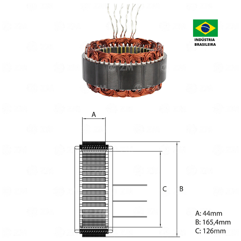 Estator do Alternador 24V 140A - ZM - 94.835.01 - (2)