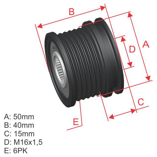 Polia de Roda Livre OAP do Alternador - ZM - 96.000.03 - (1)
