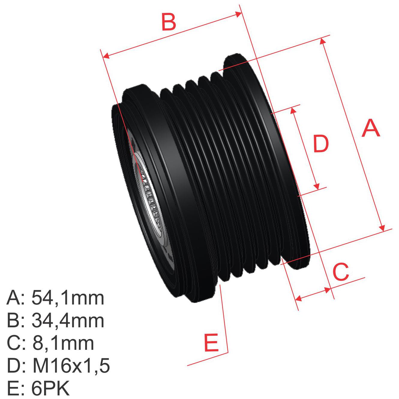 Polia de Roda Livre OAP do Alternador - ZM - 96.000.34 - (1)