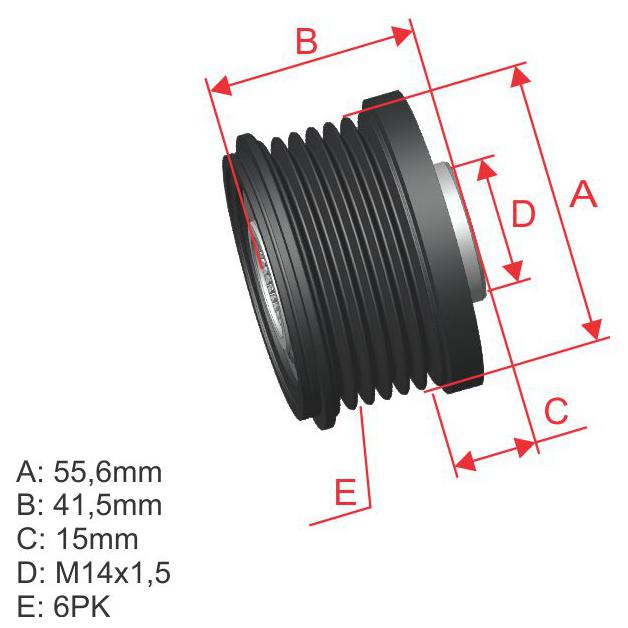 Polia de Roda Livre OAP do Alternador - ZM - 96.005.51 - (1)
