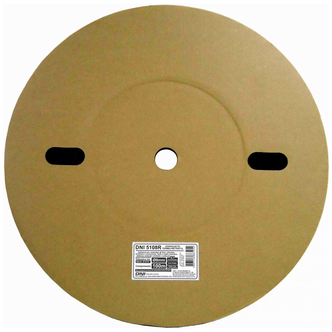 Espaguete Termo Retrátil 8mm Diâmetro Contração 2:1 - DNI - 5108R - (1)