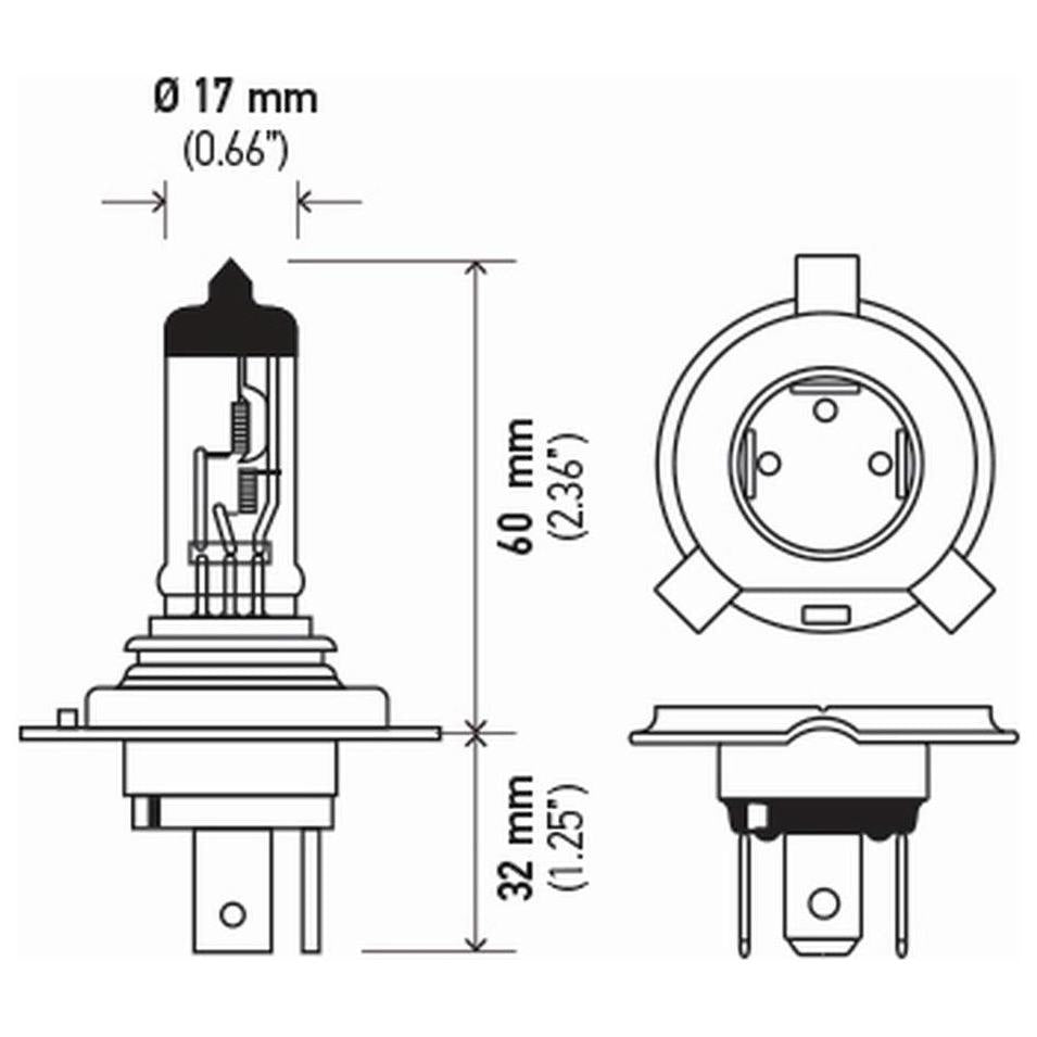 Lâmpada Halógena Amarela H4 12V 60/55W 3200K - Hella - H4 - (3)