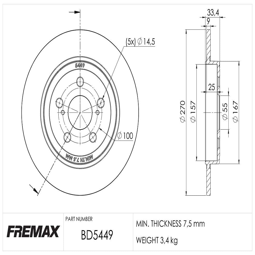 Par de Discos de Freio Sólido Traseiro - Fremax - BD5449 - (2)