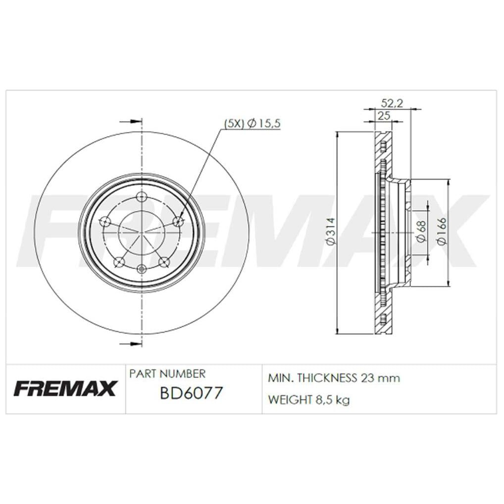 Par de Discos de Freio Ventilado Dianteiro - Fremax - BD6077 - (2)