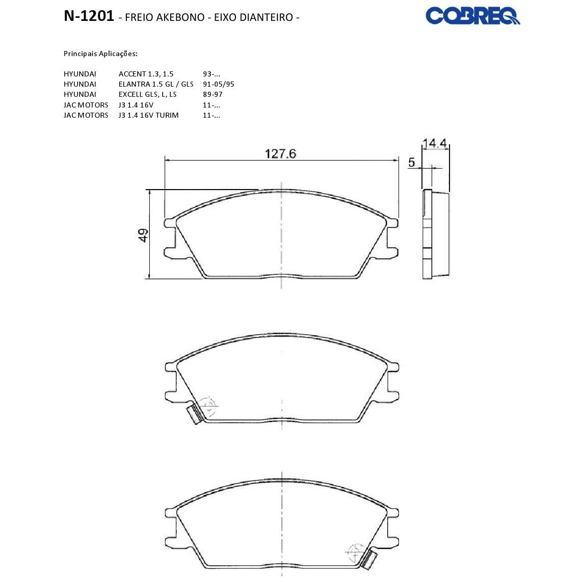 Pastilha de Freio Dianteira - Cobreq - N-1201 - (3)