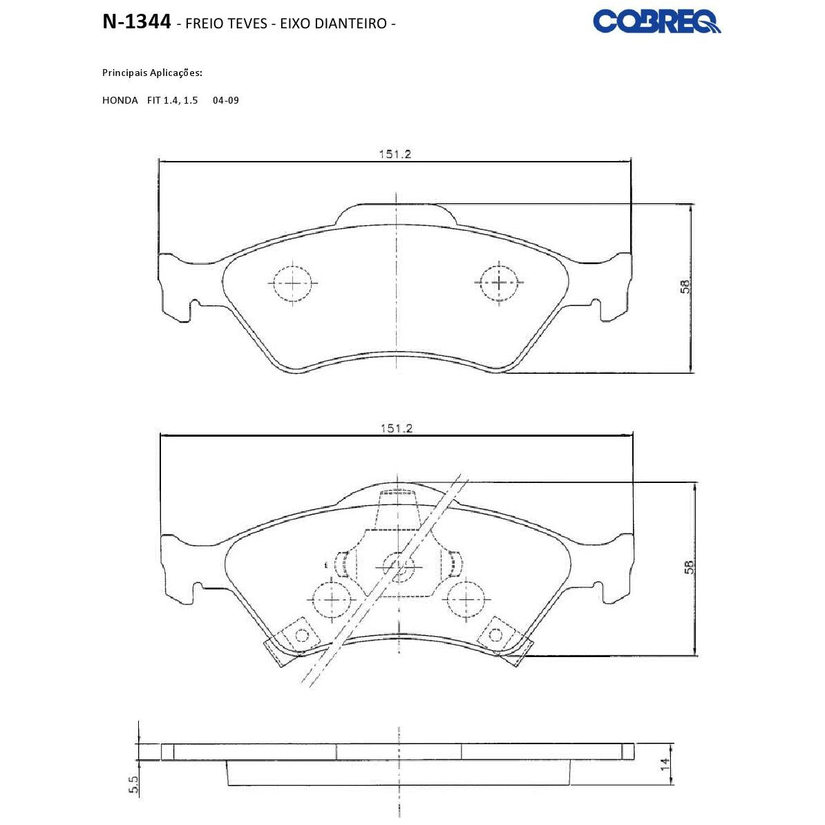 Pastilha de Freio Dianteira - Cobreq - N-1344 - (4)