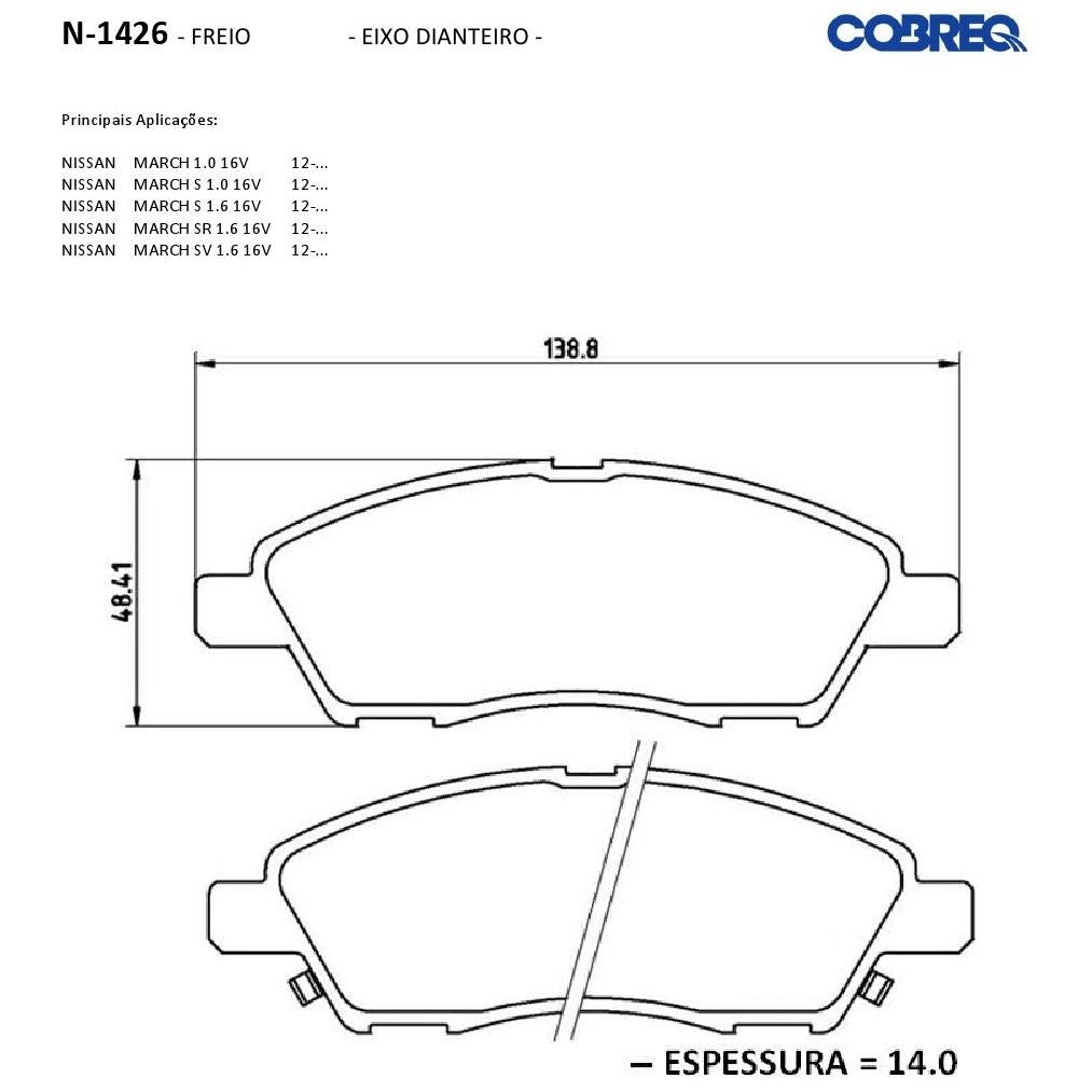 Pastilha de Freio Dianteira - Cobreq - N-1426 - (3)