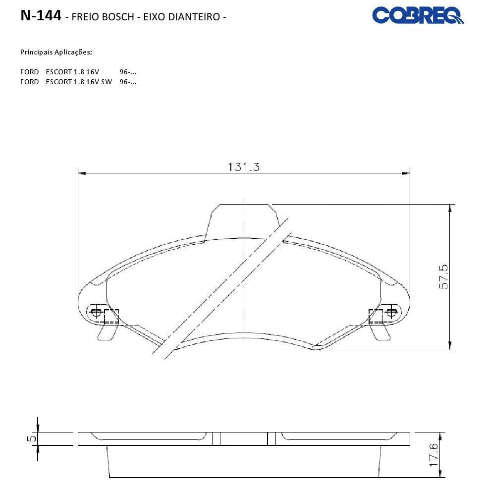 Pastilha de Freio Dianteira - Cobreq - N-144 - (3)