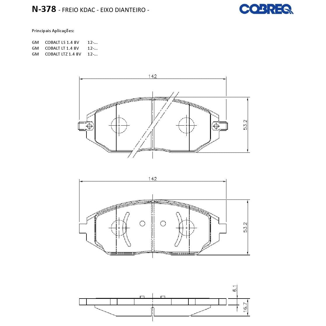 Pastilha de Freio Dianteira - Cobreq - N-378 - (3)
