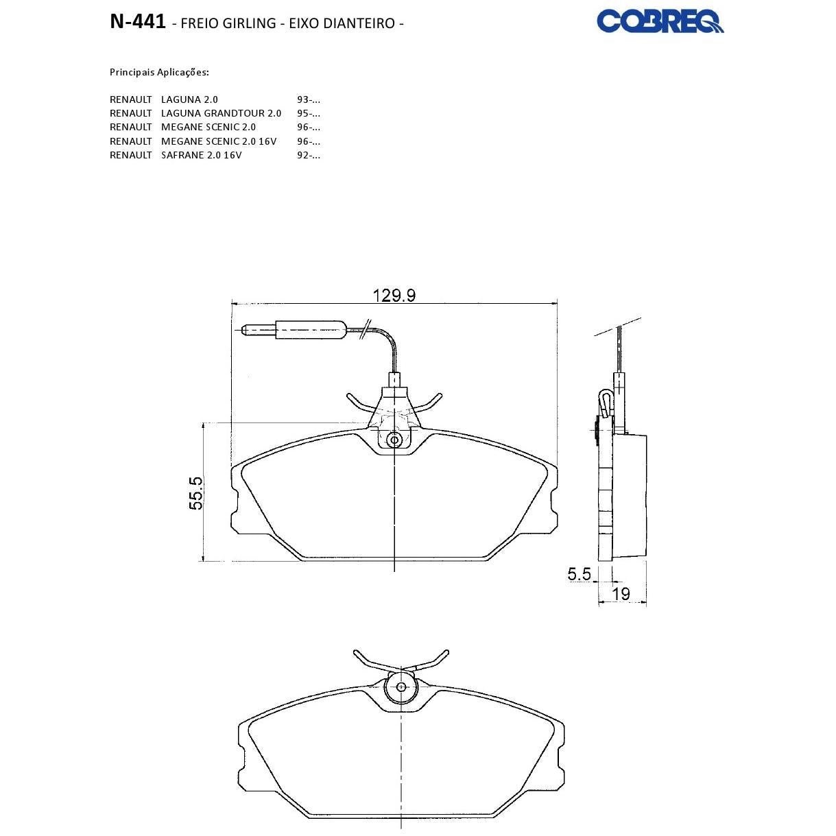 Pastilha de Freio Dianteira - Cobreq - N-441 - (3)
