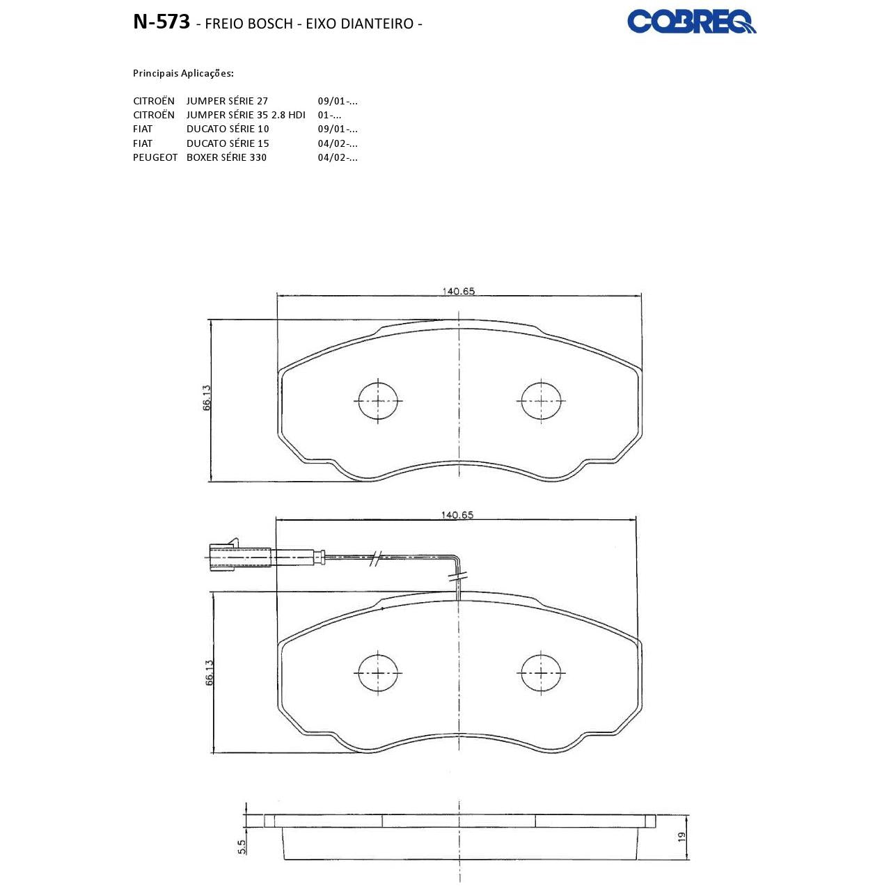 Pastilha de Freio Dianteira - Cobreq - N-573 - (3)