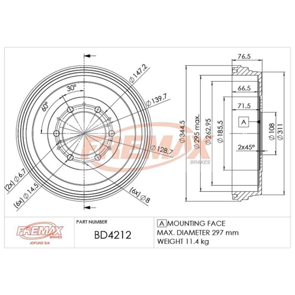 Tambor de Freio Traseiro - Fremax - BD4212 - (2)