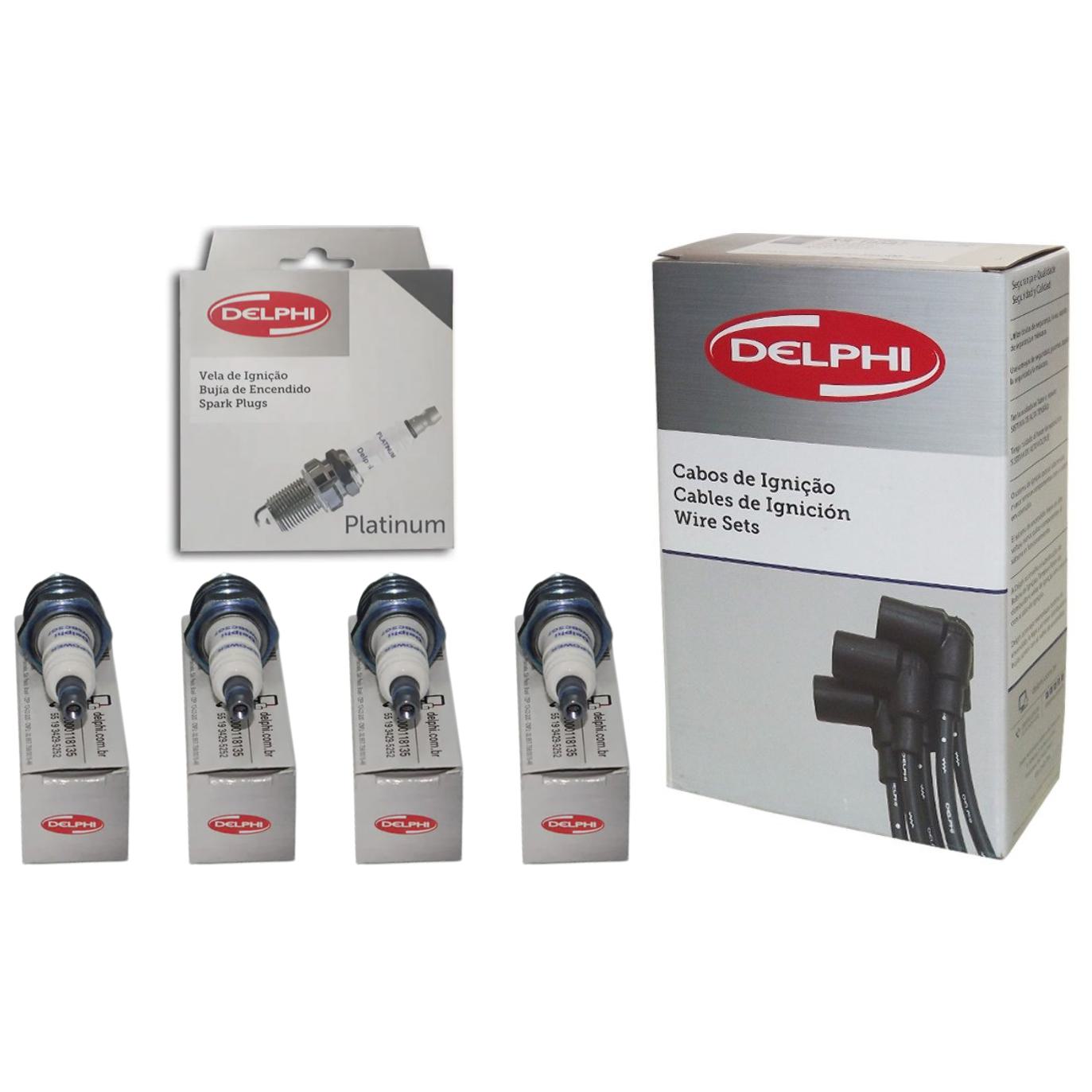 Kit Cabo de Vela e 4 Velas Ignição Platinum - Delphi - XH50012 / XS10087 - (1)