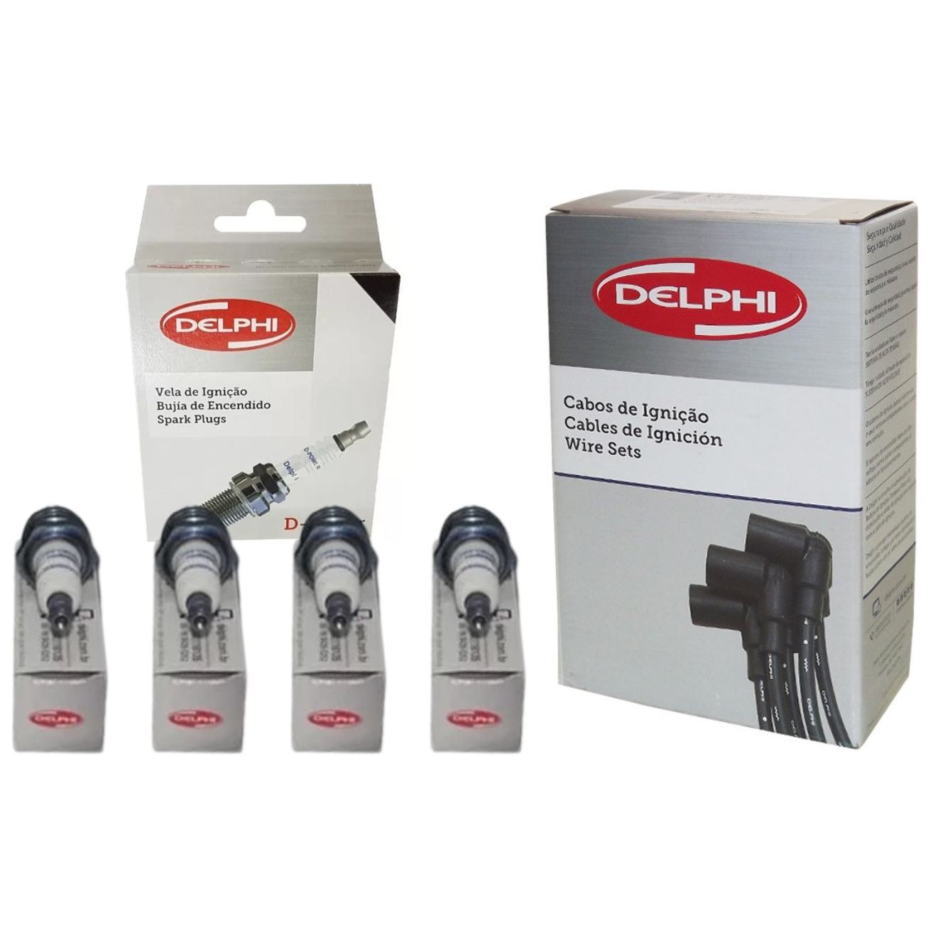 Kit Cabo de Vela e 4 Velas Ignição D-Power - Delphi - XH70037 / XS10029 - (1)