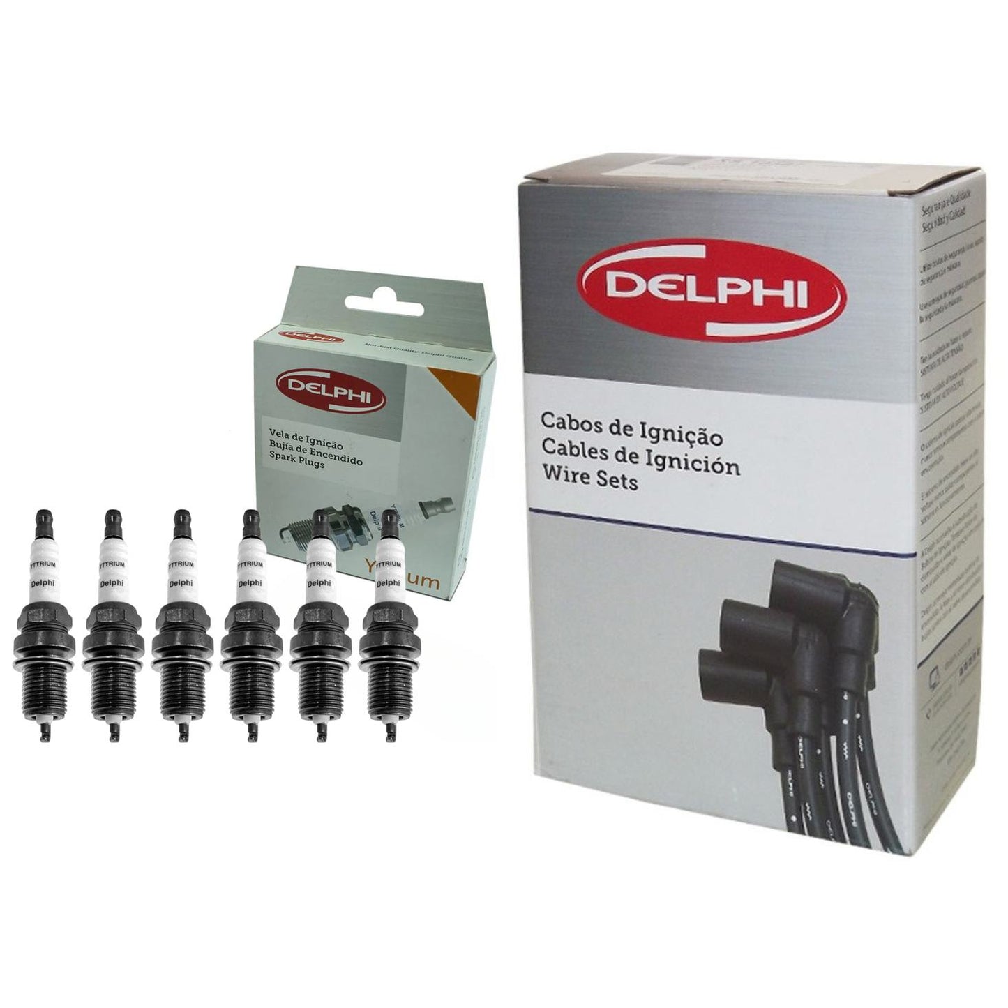 Kit Cabo de Vela e 6 Velas Ignição Yttrium - Delphi - XH40003 / XS10093 - (1)