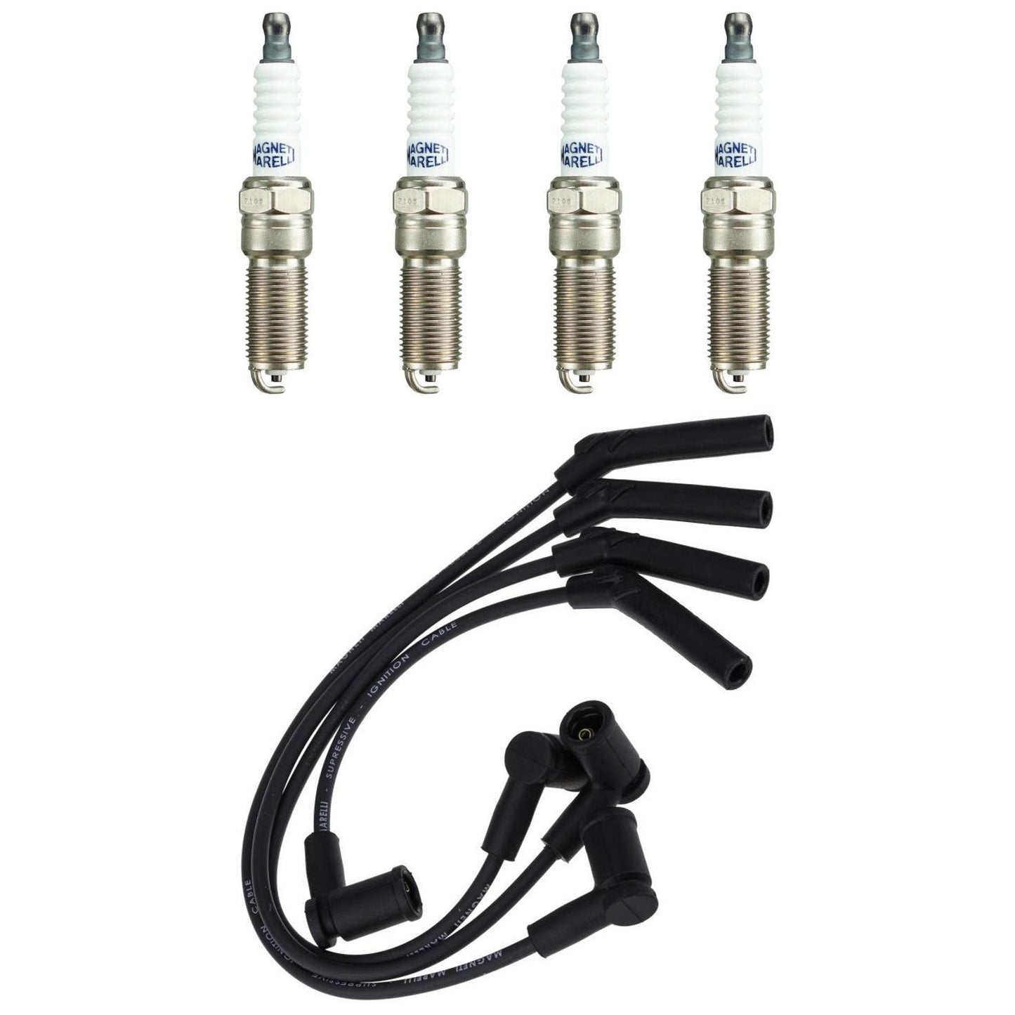 Kit 4 Vela Ignição e Cabo - Magneti CVMF0202 QH6RTCMM-10 - (1)
