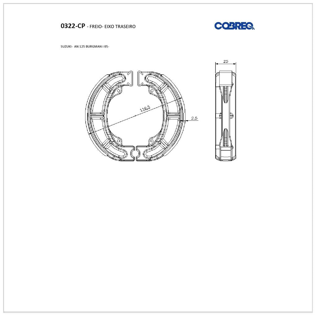 Sapata Freio Traseira - Cobreq - 0322-CP - (1)