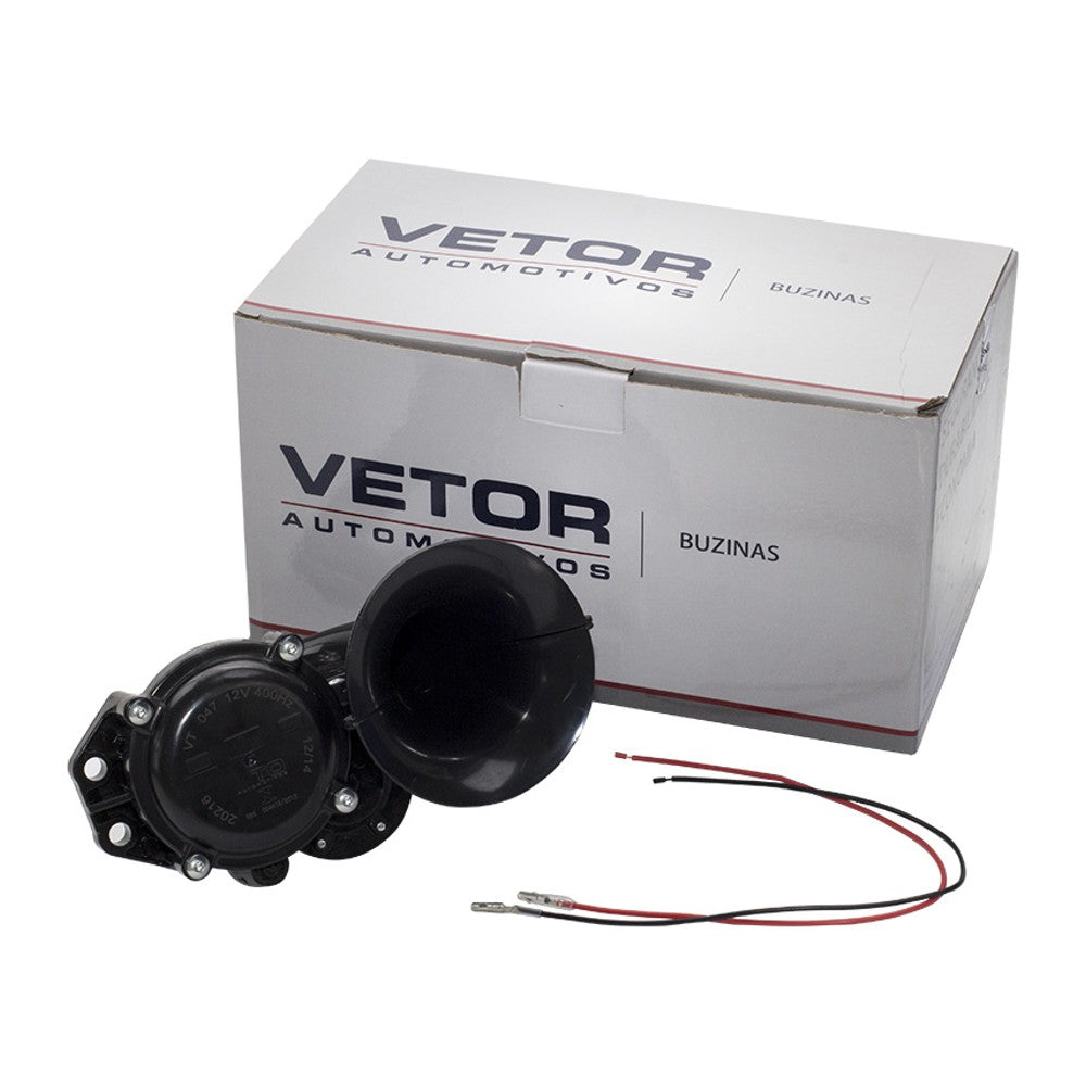 Buzina 1 Corneta Preta 12V - Vetor - Vt047 - (6)