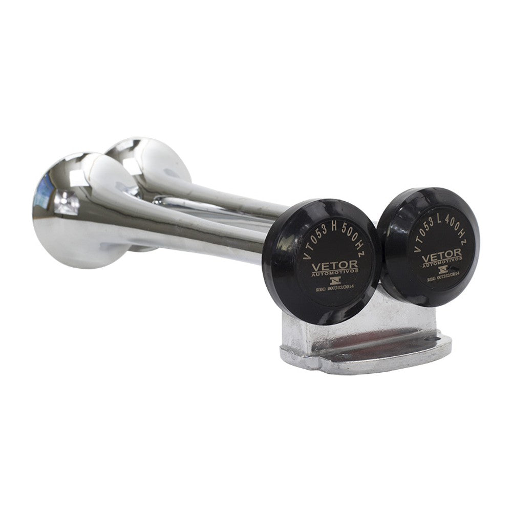 Buzina 2 Cornetas Cromada 12V - Vetor - Vt053 - (3)