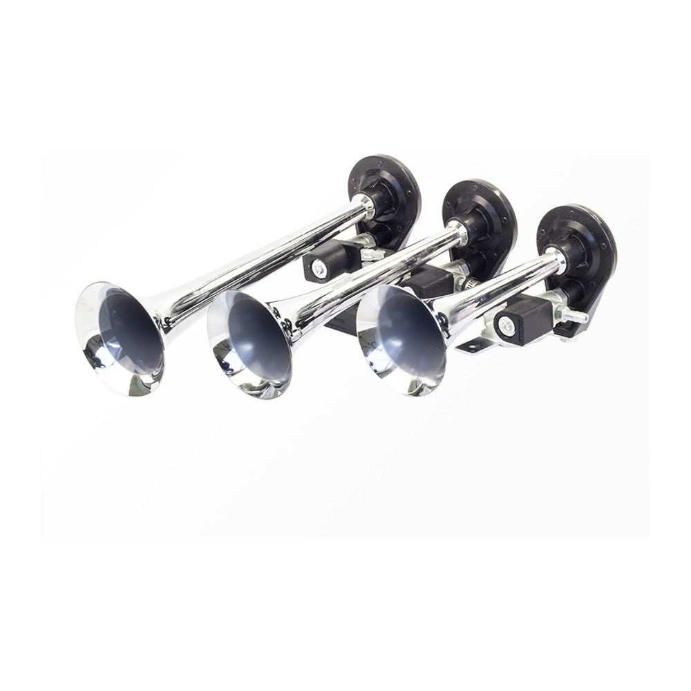 Buzina 3 Cornetas Cromada 12V com Som Alternado - Vetor - Vt051 - (4)
