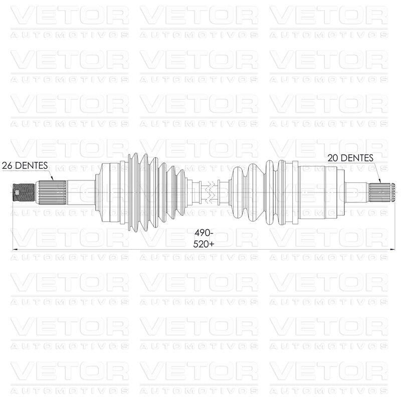Semieixo Dianteiro Direito - Vetor - Vt9752 - (5)