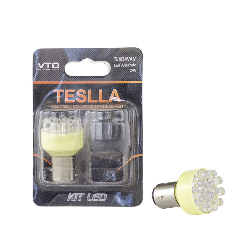 Par Lâmpada LED Amarela Bay15D - Teslla - Tl1034Vam - (1)