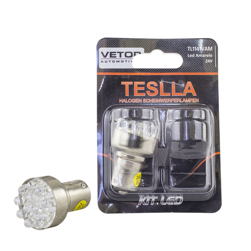 Par Lâmpada LED Amarela Ba15S - Teslla - Tl1141Vam - (1)