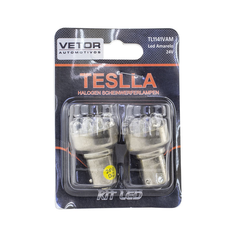 Par Lâmpada LED Amarela Ba15S - Teslla - Tl1141Vam - (2)