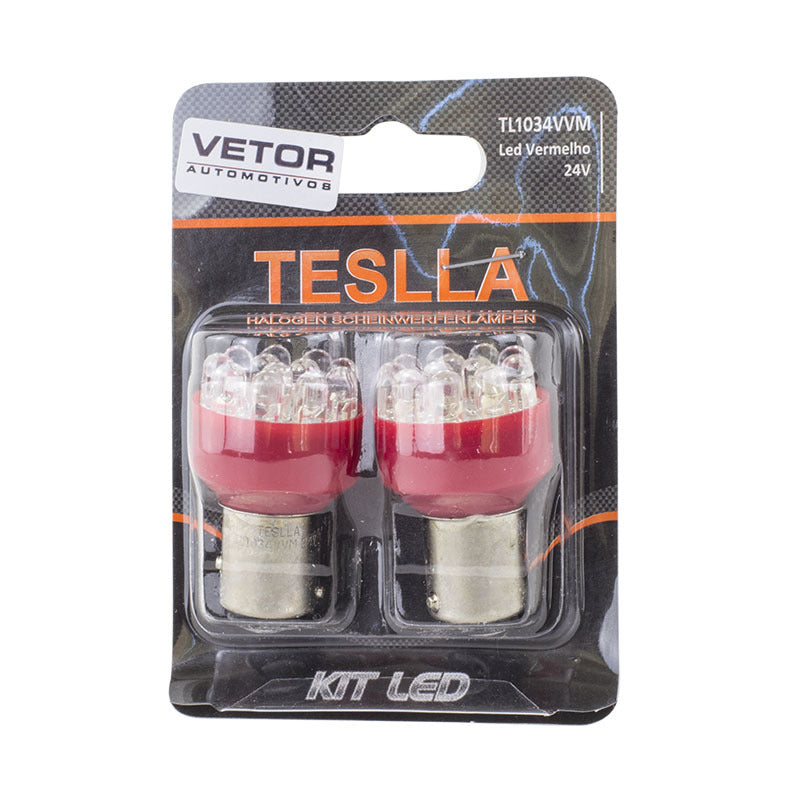 Par Lâmpada LED Vermelha Bay15D - Teslla - Tl1034Vvm - (2)