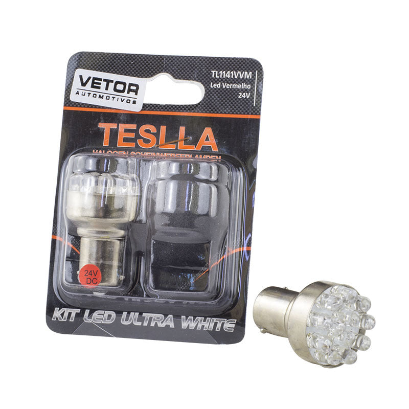 Par Lâmpada LED Vermelha Ba15S - Teslla - Tl1141Vvm - (1)