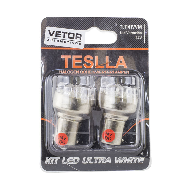 Par Lâmpada LED Vermelha Ba15S - Teslla - Tl1141Vvm - (2)