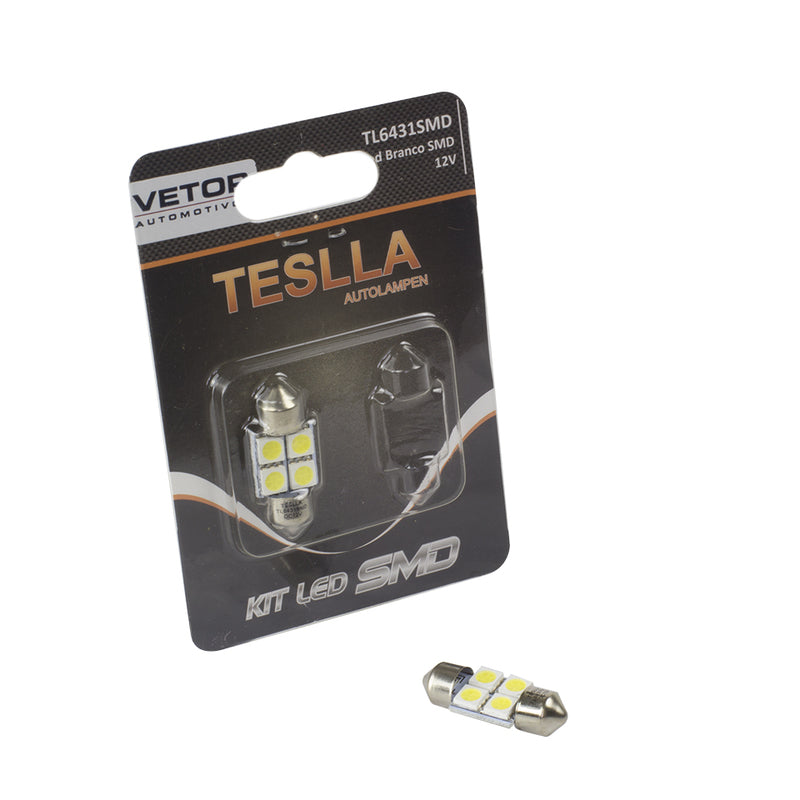Par Lâmpada Super LED Ultra Branca 12V - Teslla - Tl6431Smd - (1)