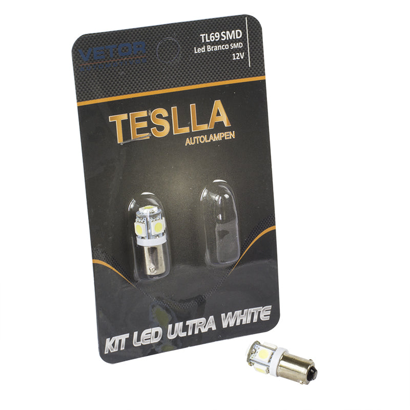 Par Lâmpada Super LED Ultra Branca 12V - Teslla - Tl69Smd - (1)