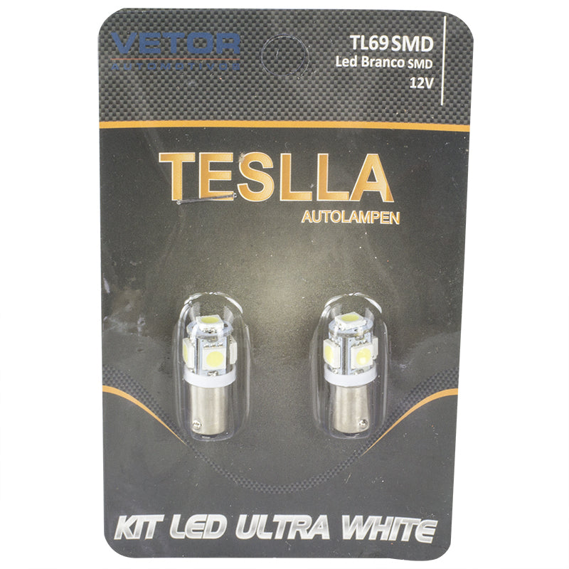 Par Lâmpada Super LED Ultra Branca 12V - Teslla - Tl69Smd - (2)