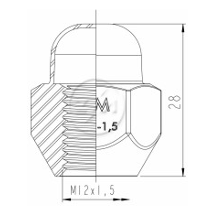 Kit 50 Porca da Roda M12-1,5 x CH21 x H28 - ZM - 29.012.24 - (2)