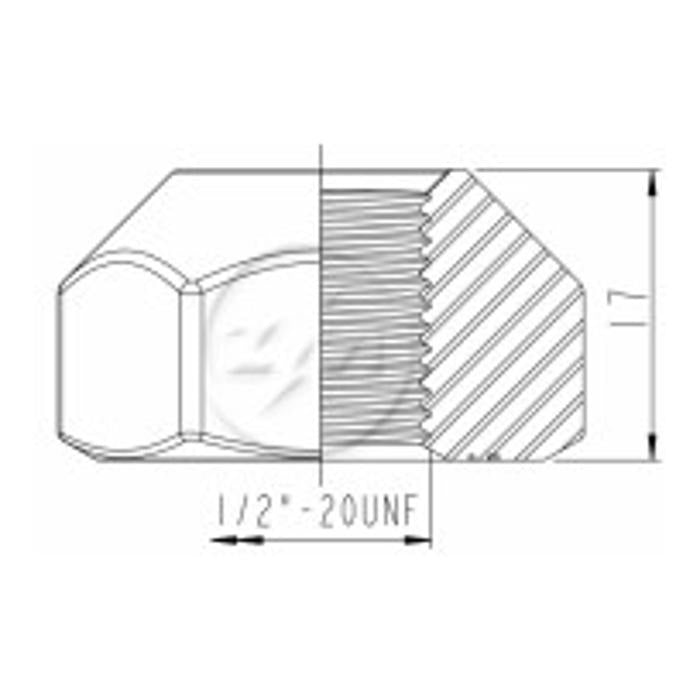 Kit 50 Porca da Roda 1/2"-20UNF x CH1.1/16" x H17 - (2)
