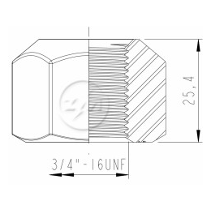 Kit 50 Porca Roda 3/4''-16UNF x CH1,5/16" x H25,4 - (2)