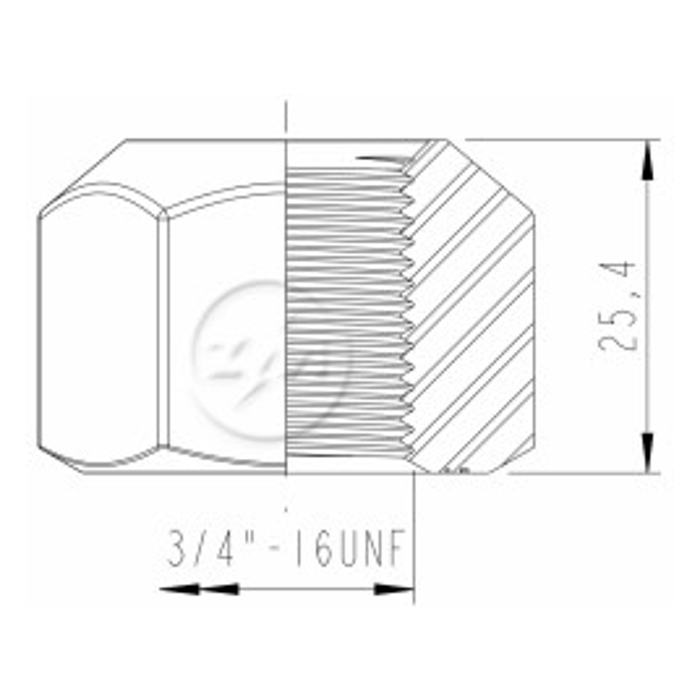Kit 50 Porca Roda 3/4''-16UNF x CH1,5/16" x H25,4 - (2)
