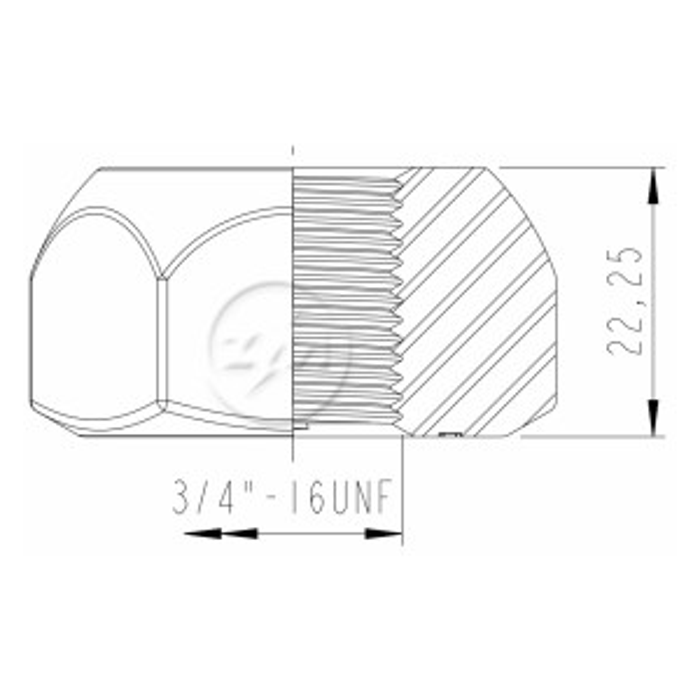 Kit 50 Porca Roda 3/4''-16UNF x CH1,1/2" x H22,25 - (2)