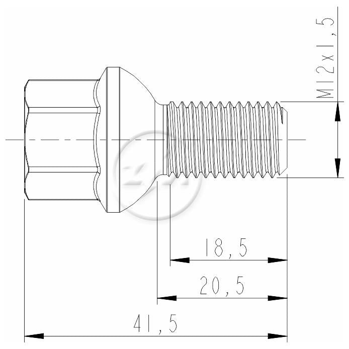Kit 50 Parafuso de Roda M12-1,5 x 20,5/41,5 x CH17 - (2)